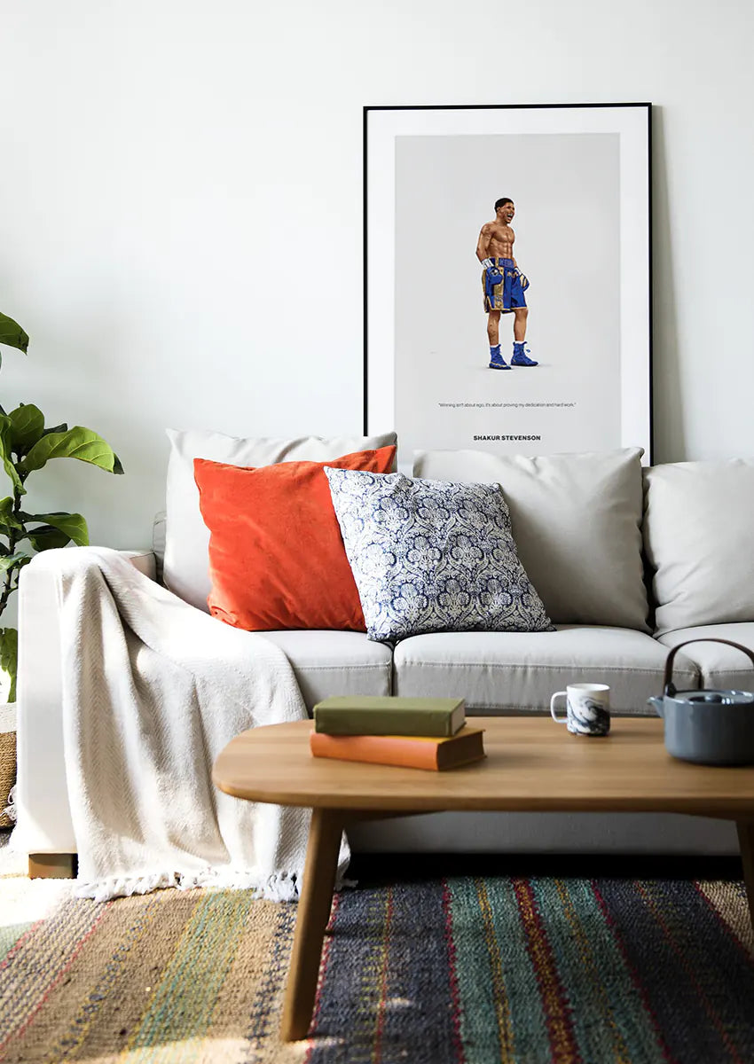 Celebratory sports wall art featuring Shakur Stevenson showing raw emotion