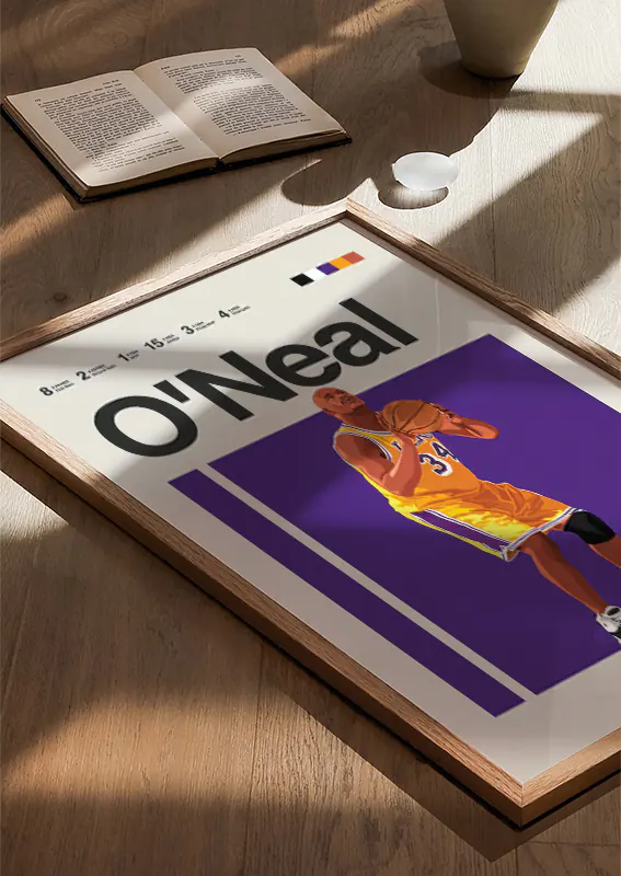 Illustrated Shaquille O'Neal wall art for NBA fans