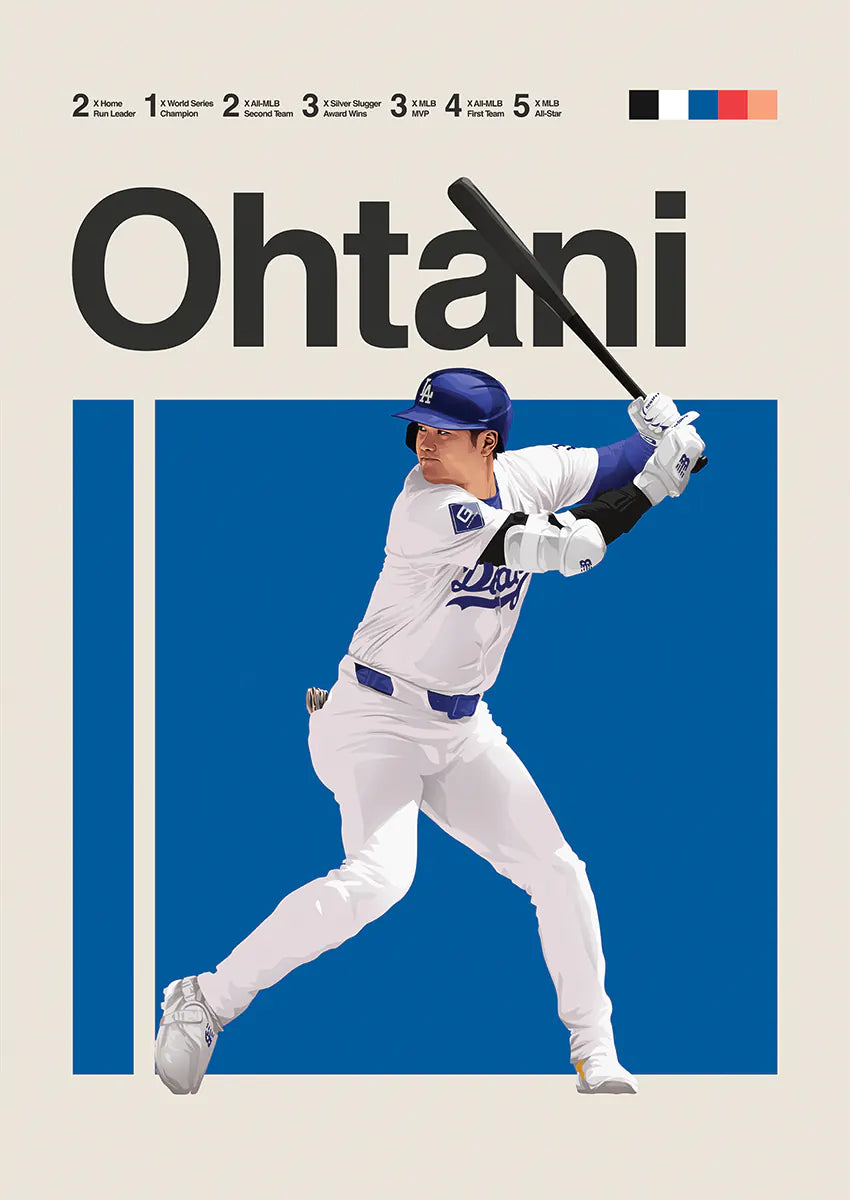 Shohei Ohtani poster featuring Dodgers slugger mid-swing