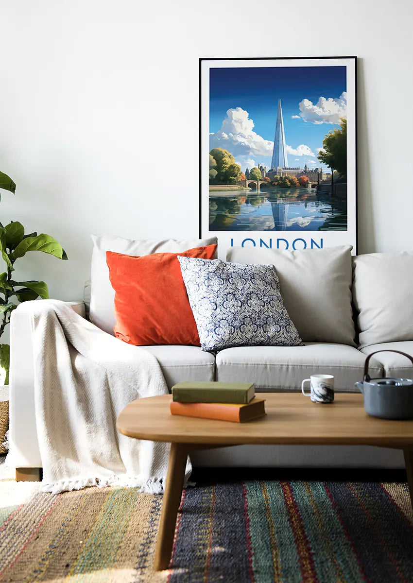 united kingdom cityscape wall art featuring london architecture and bridge