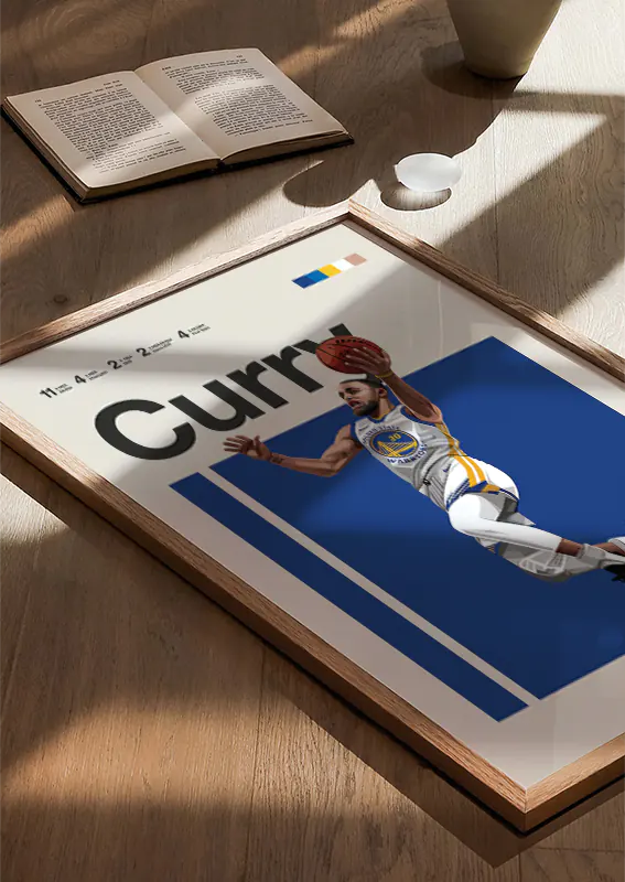 bold basketball decor with stephen curry soaring for a layup
