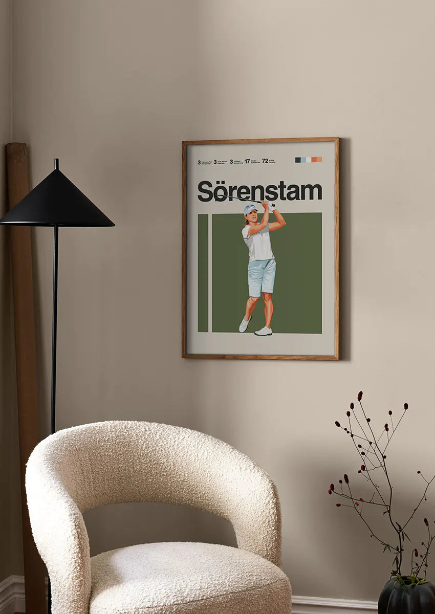 golf legend poster with modern minimalist design and Sörenstam name