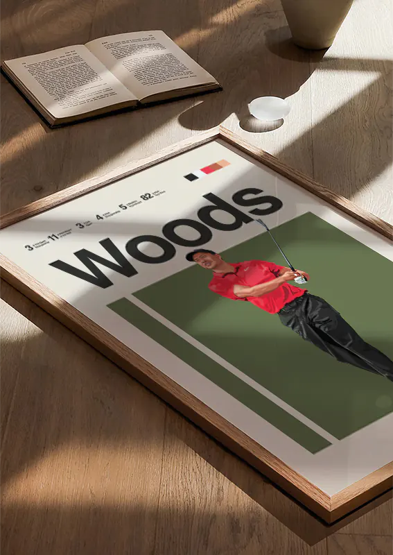 minimalist sports poster featuring Tiger Woods perfect for office or game room