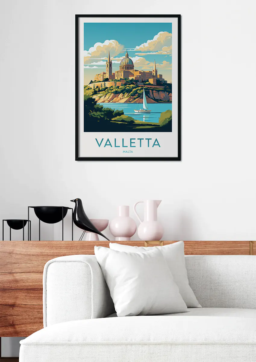 Mediterranean wall art featuring historic architecture and harbor