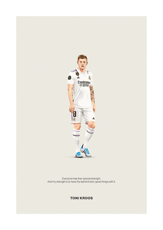 Toni Kroos Real Madrid poster with inspirational football quote