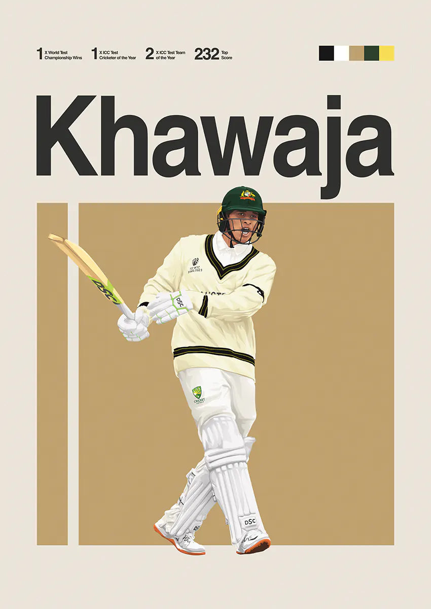 usman khawaja poster test cricket australia whites