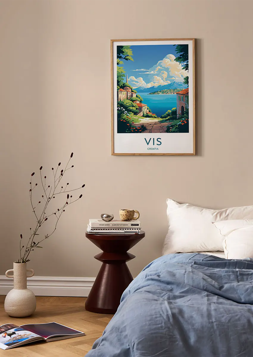 Colorful Mediterranean artwork perfect for travel wall decor and coastal themes