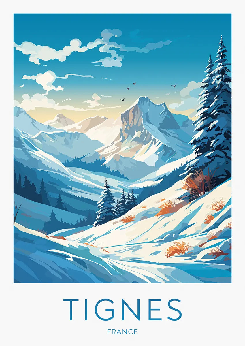 Tignes France winter mountain landscape print
