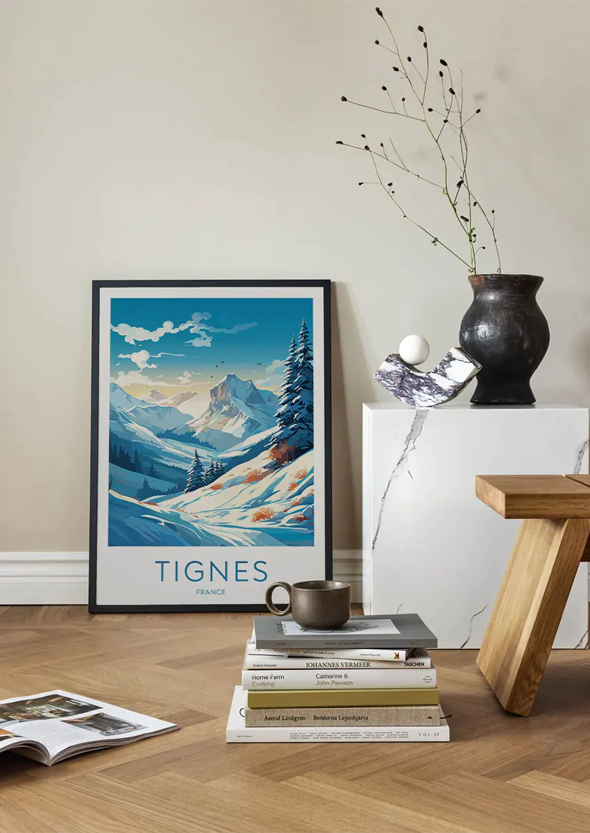 snowy Alps wall art poster of French ski resort