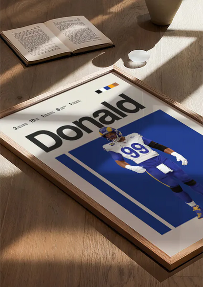 Modern football poster of Aaron Donald for game room decor