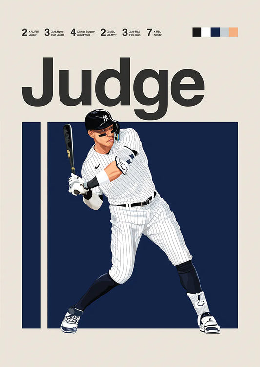 aaron judge swinging baseball bat poster