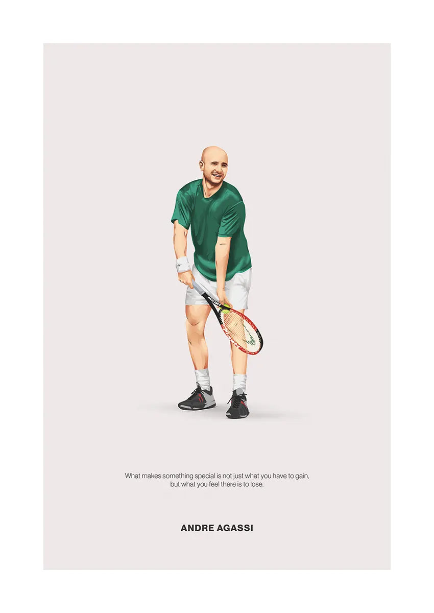 Andre Agassi Tennis Poster - Motivational Sports Wall Art for Game Room or Office