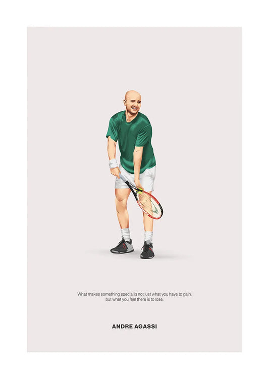 Andre Agassi Tennis Poster - Motivational Sports Wall Art for Game Room or Office