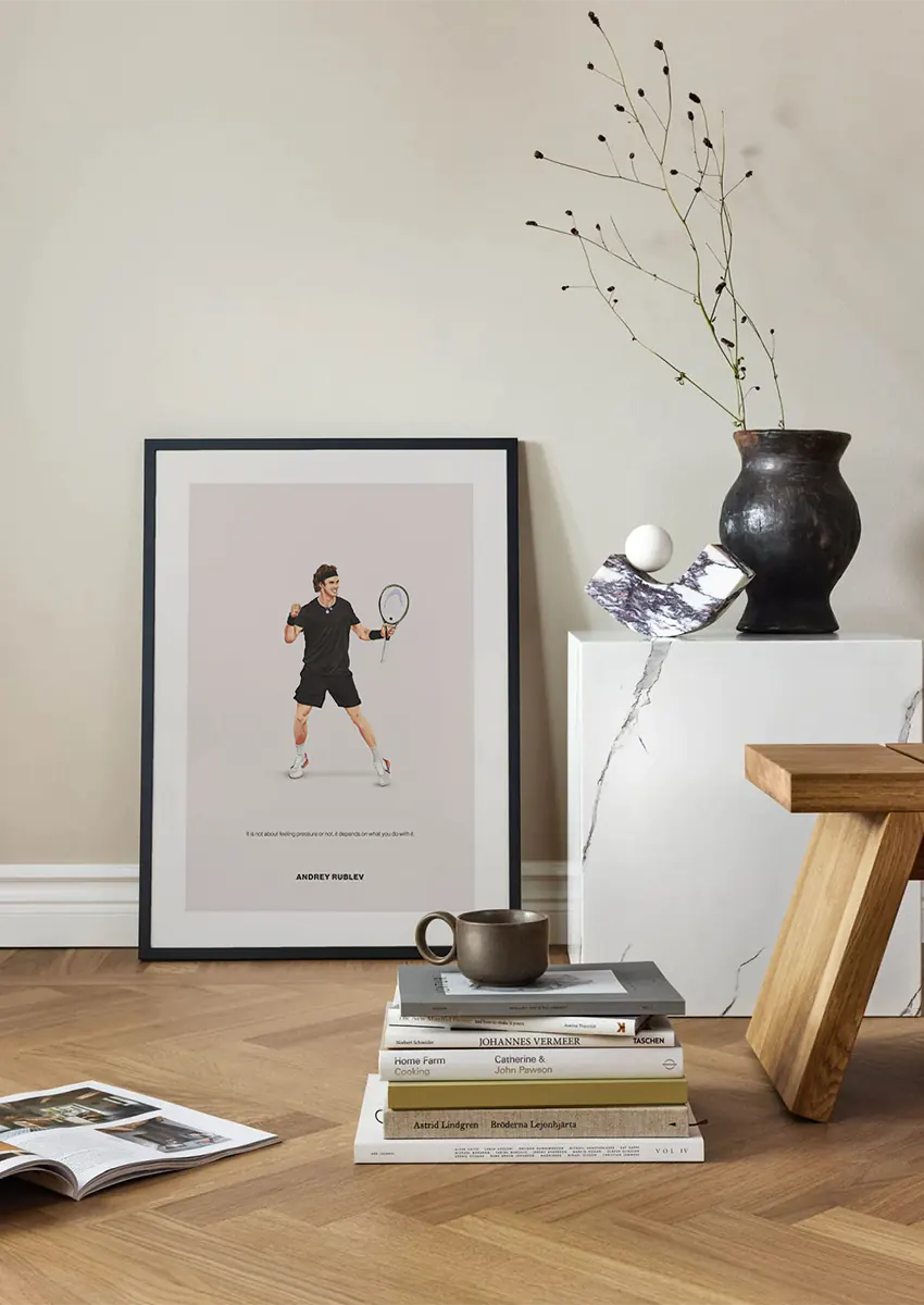 Modern Tennis Art Print - Andrey Rublev Celebration Pose with Quote