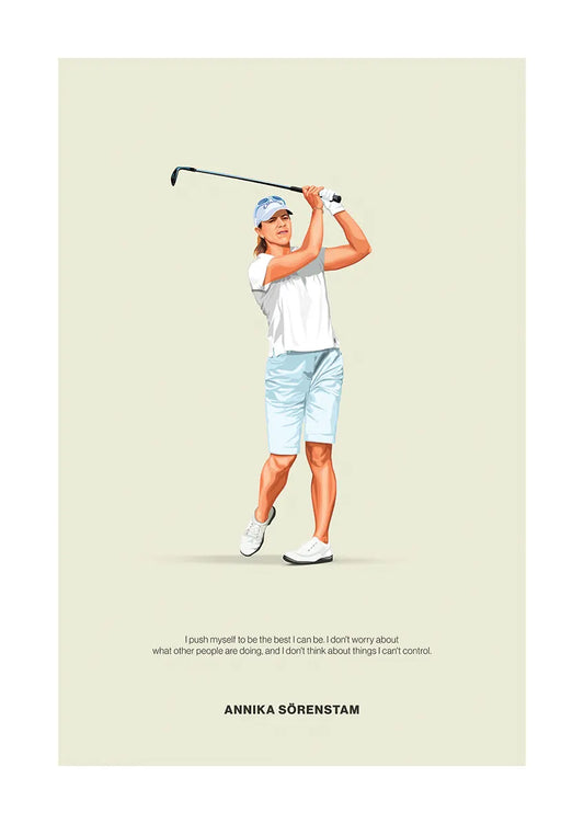 Annika Sörenstam golf swing poster with motivational quote