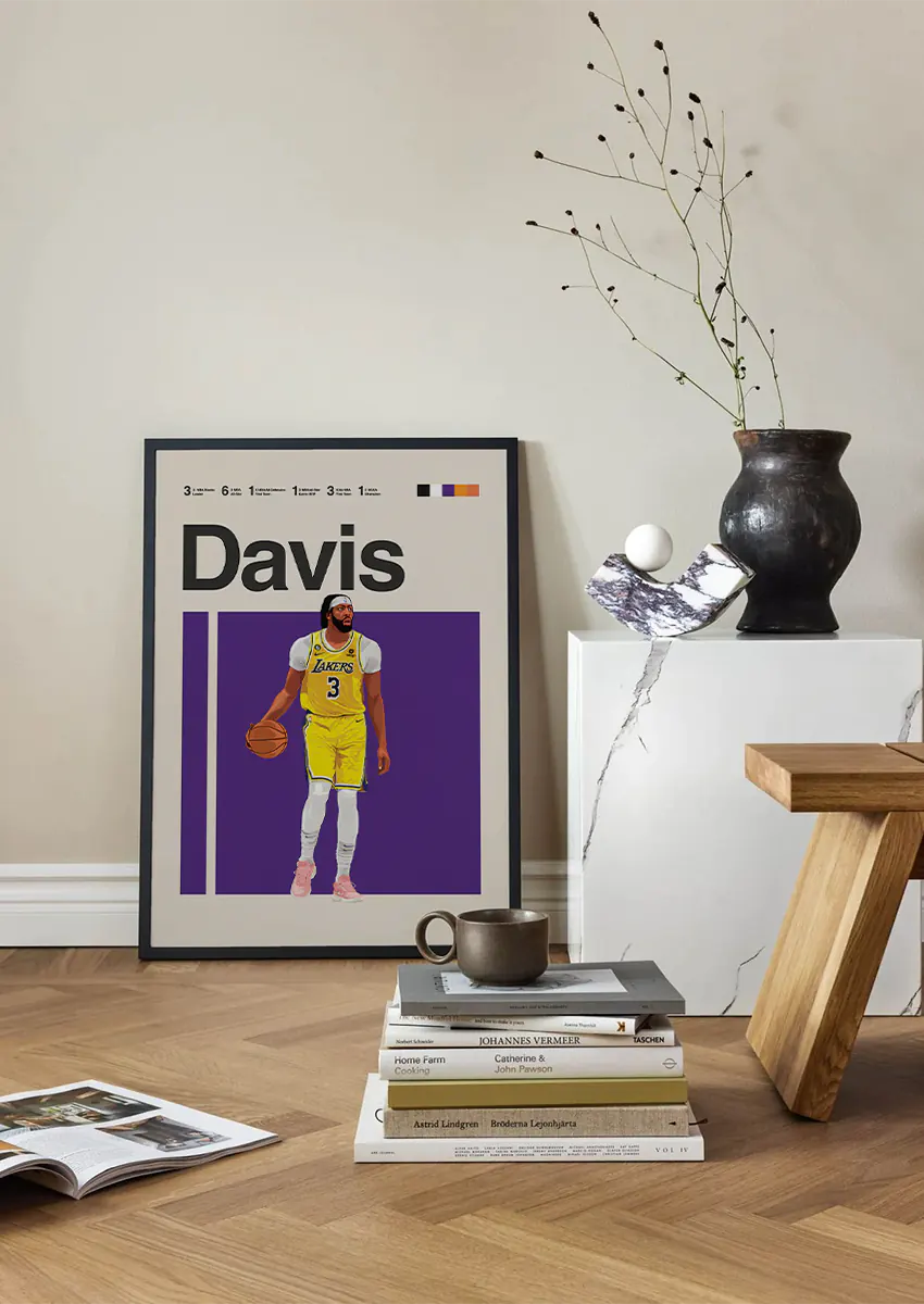 nba power forward anthony davis print with modern minimalist design