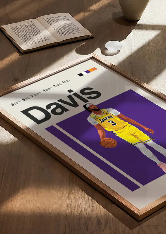 lakers fan artwork featuring anthony davis in calm control stance