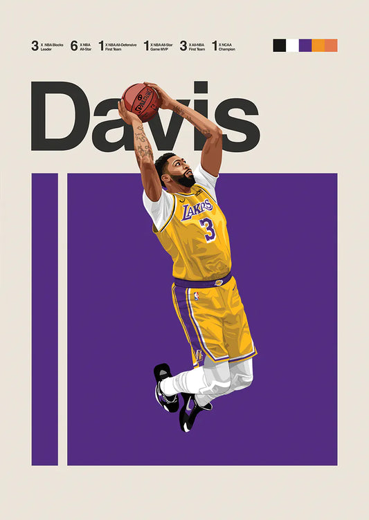 anthony davis dunk poster lakers basketball wall art in purple and gold