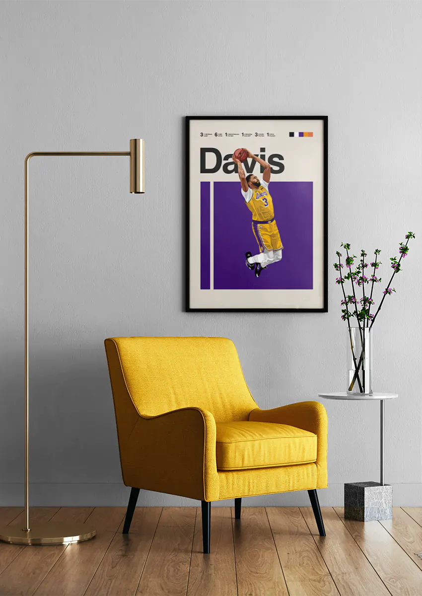nba athlete anthony davis print with high jump dunk motion