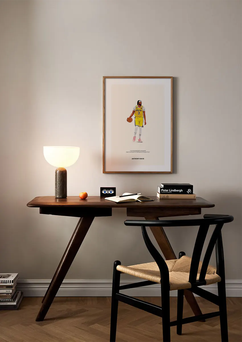 NBA basketball poster with minimalist Lakers illustration of Anthony Davis