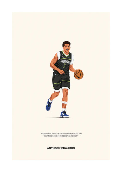 Anthony Edwards Timberwolves basketball wall art poster