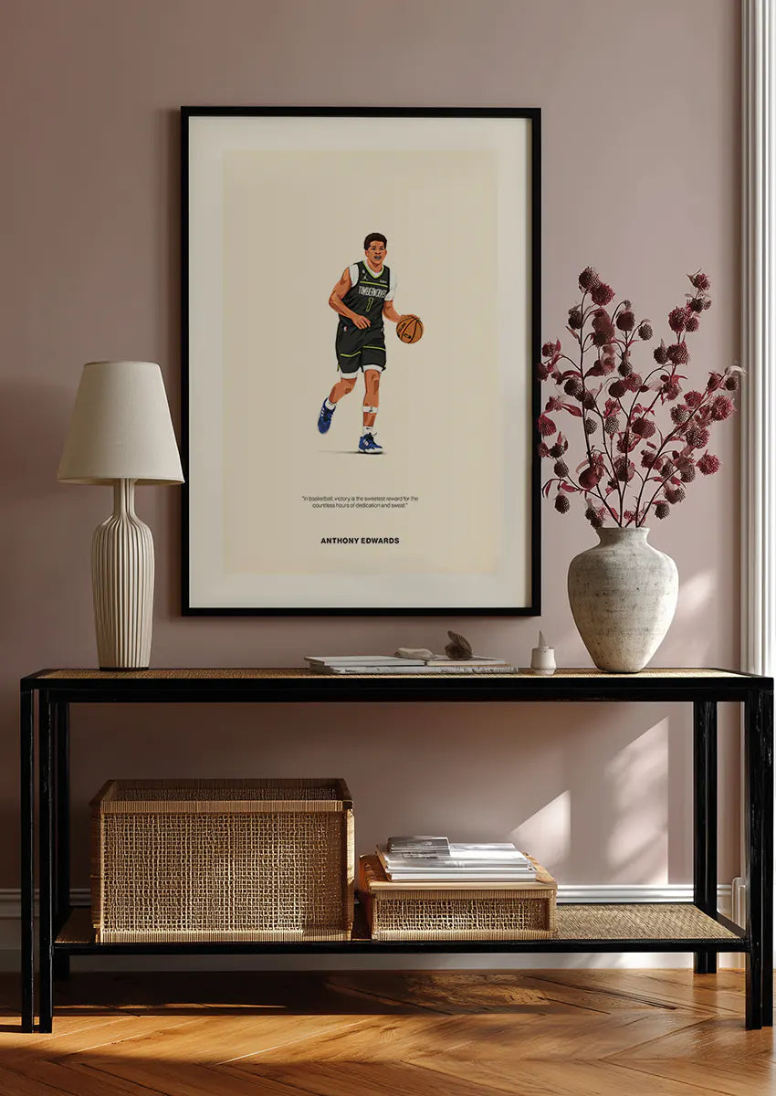 Motivational NBA basketball print with Anthony Edwards illustration