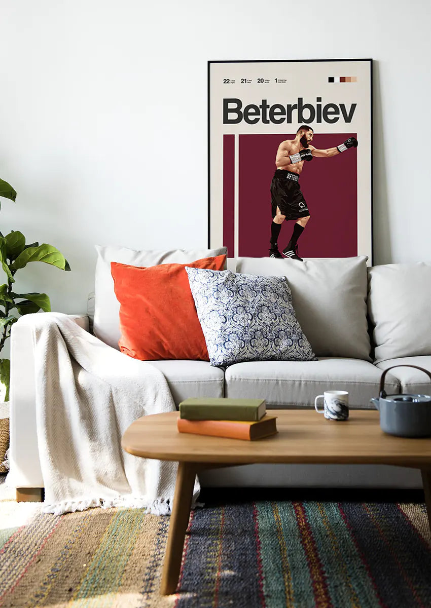 Beterbiev art print with strong pose and minimalist backdrop