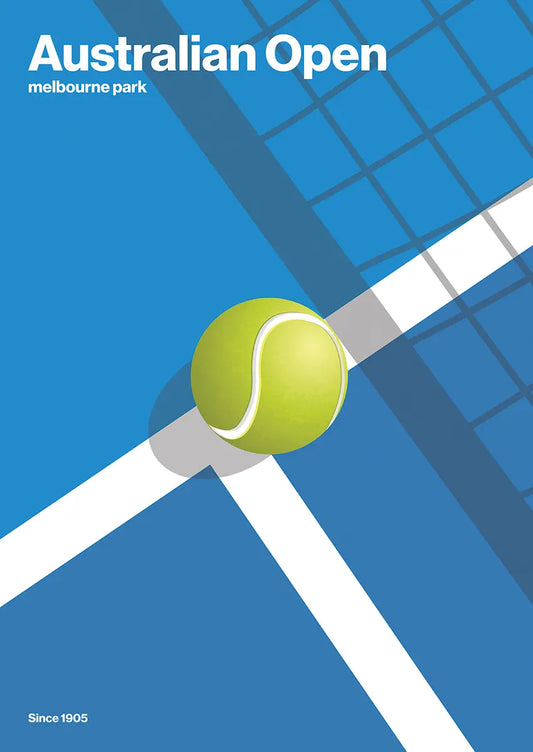 tennis ball landing on australian open court art print