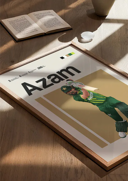 Modern sports print of Babar Azam batting in international match