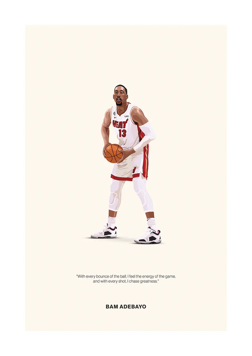 Bam Adebayo basketball poster in Miami Heat jersey with motivational quote