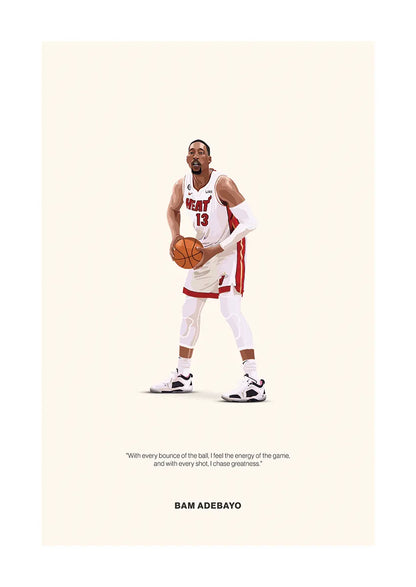 Bam Adebayo basketball poster in Miami Heat jersey with motivational quote