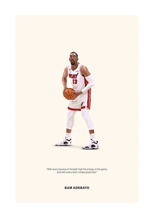 Bam Adebayo basketball poster in Miami Heat jersey with motivational quote