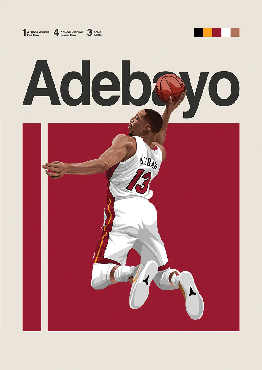 bam adebayo poster dunking miami heat basketball wall art