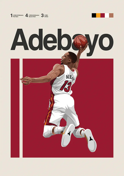 bam adebayo poster dunking miami heat basketball wall art