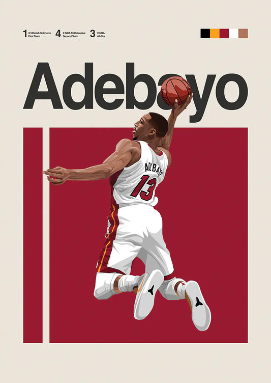bam adebayo poster dunking miami heat basketball wall art