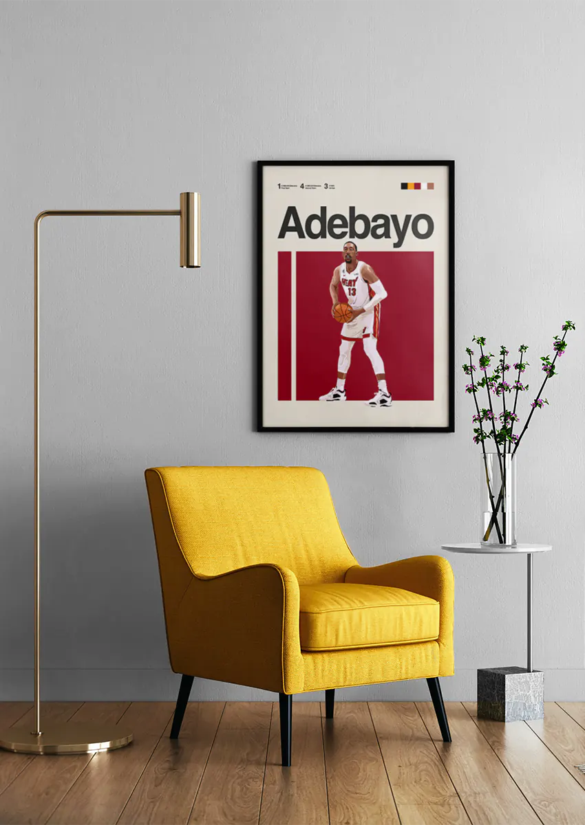 nba athlete bam adebayo in minimalist sports poster design