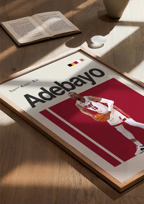 heat basketball decor with bam adebayo illustrated artwork