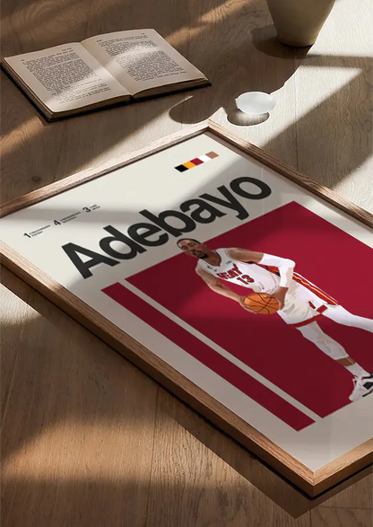 heat basketball decor with bam adebayo illustrated artwork