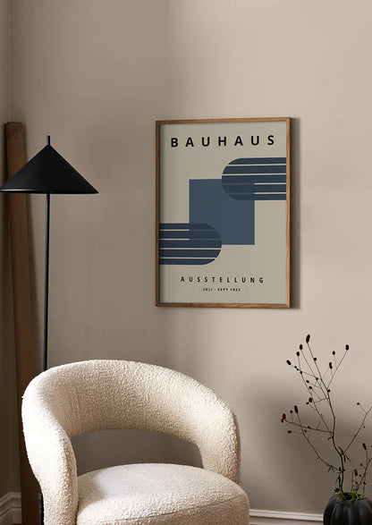 modern abstract bauhaus style print with clean lines and color blocks