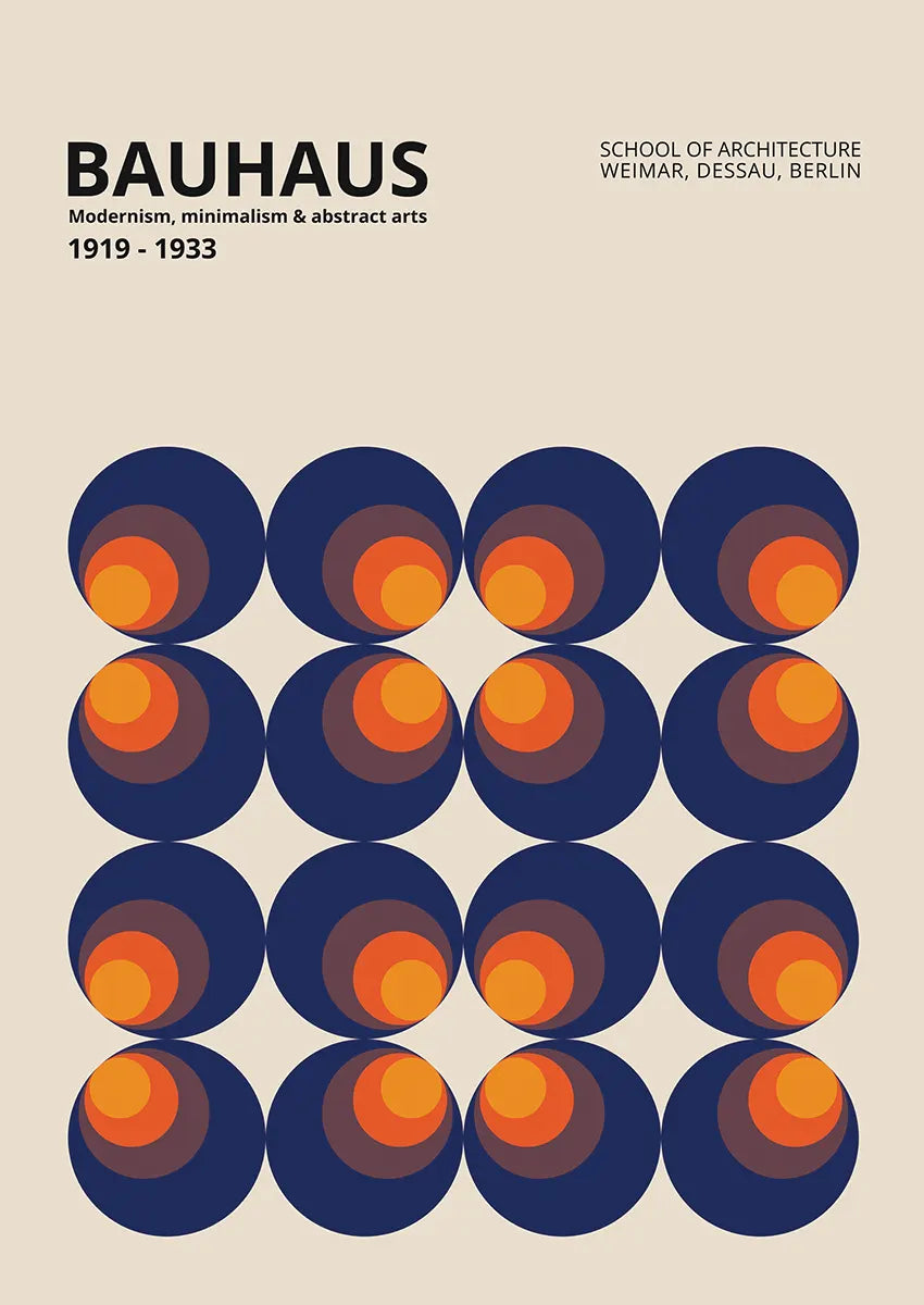bauhaus abstract poster with concentric circle pattern
