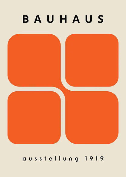 bauhaus 1919 orange abstract poster with geometric blocks