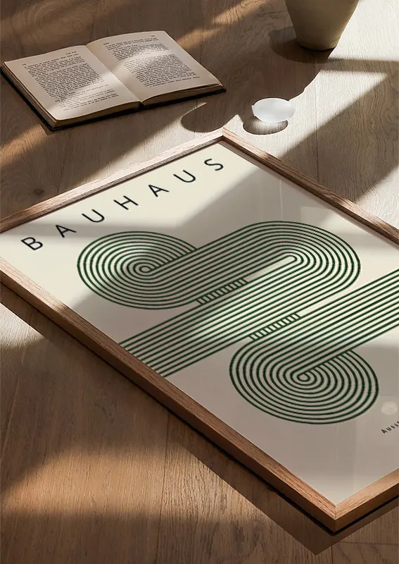 green abstract bauhaus design print inspired by historic exhibition