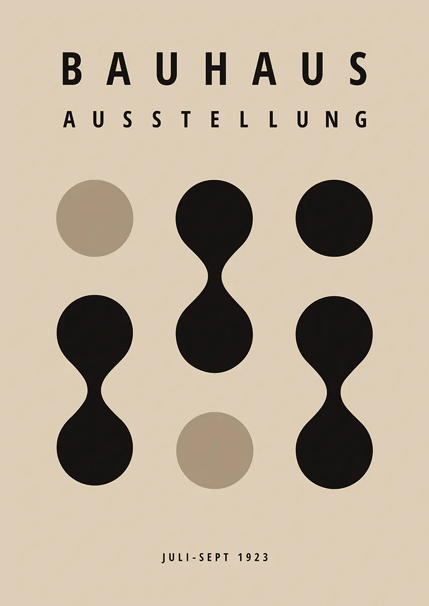 bauhaus abstract shapes poster with curved geometric rhythm