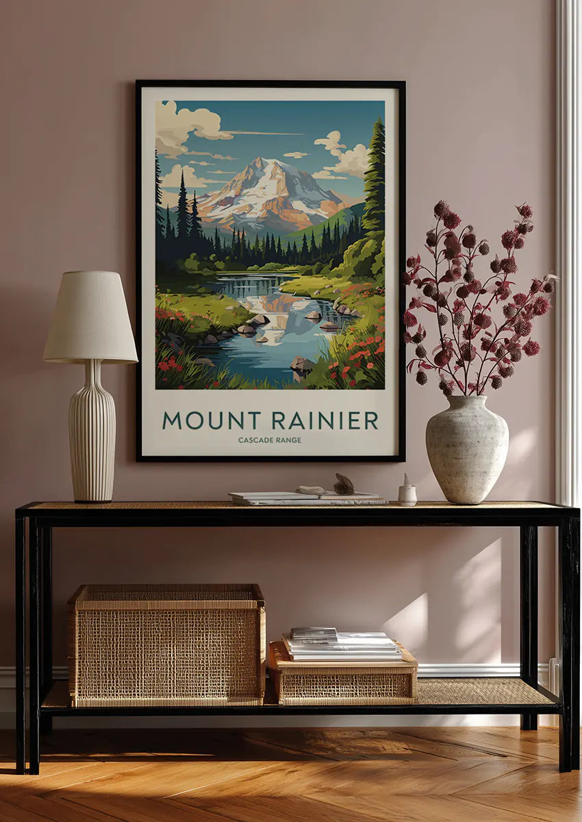 cascade range travel wall art mountain reflection print