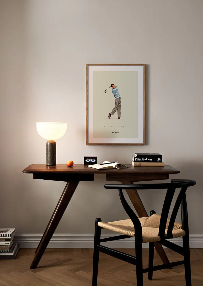Vintage style golf wall art featuring Ben Hogan