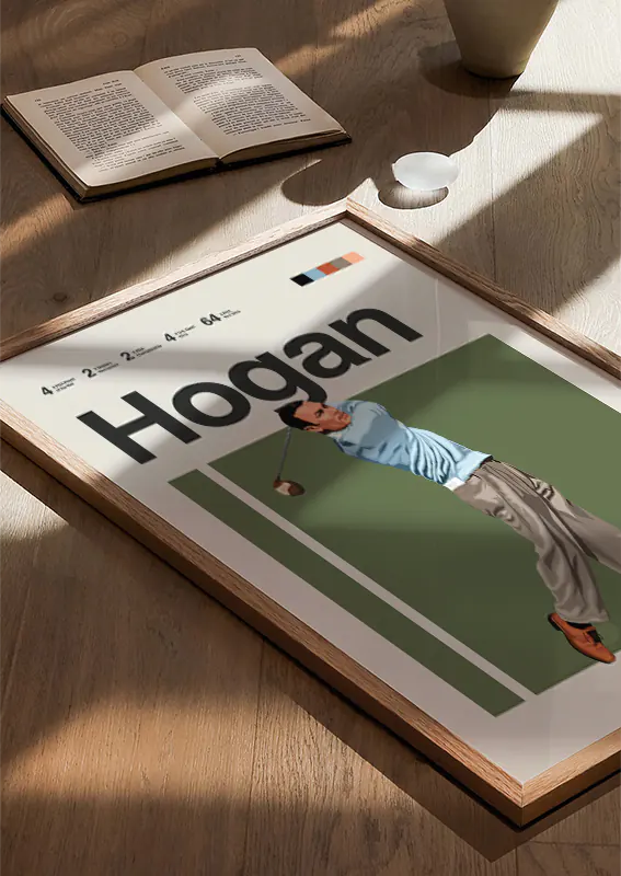 retro sports wall art with iconic Ben Hogan golf moment for home decor