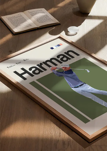 modern sports poster of Brian Harman for office or game room decor