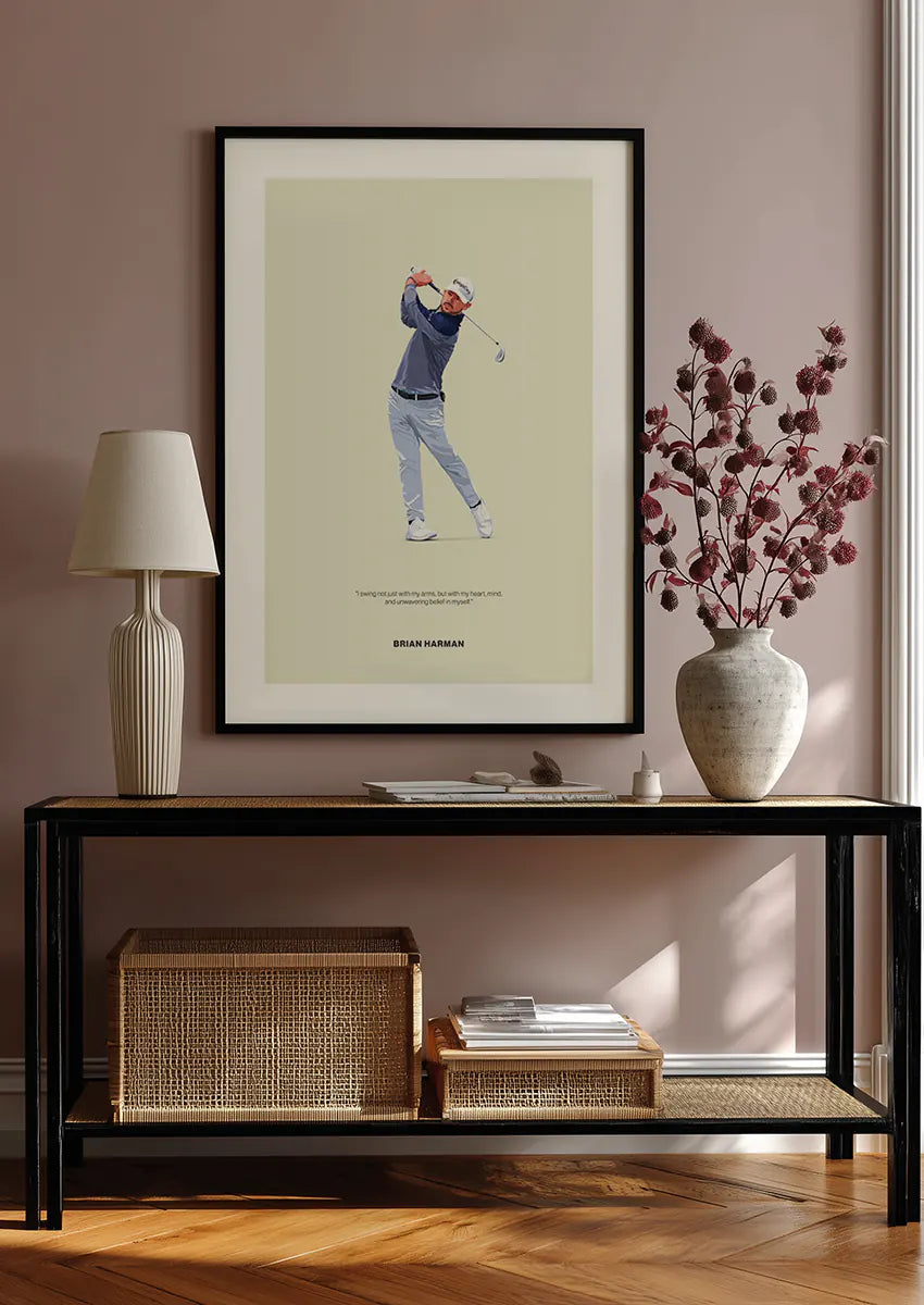 Modern golf swing art print featuring Brian Harman