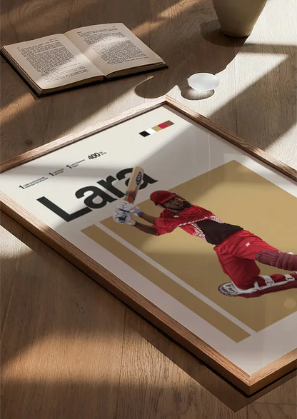 Minimalist artwork of Brian Lara with beige background