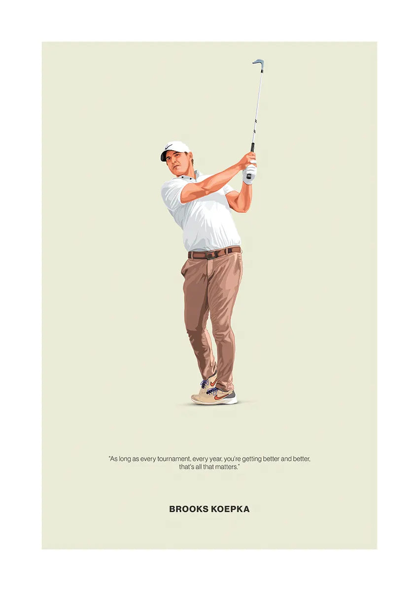 Brooks Koepka golf poster with motivational quote